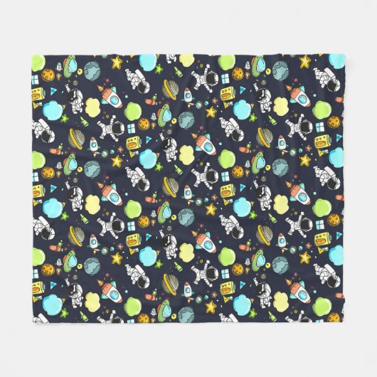 Koel ruimtethema - Astronauts & raketschilden Fleece Deken (Voorkant (Horizontaal))