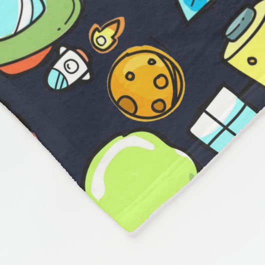 Koel ruimtethema - Astronauts & raketschilden Fleece Deken (Hoek)