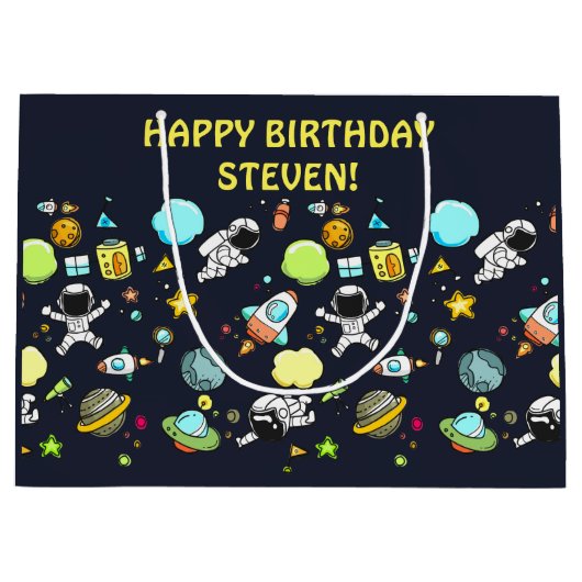 Koel ruimtethema - Astronauts & raketschilden Groot Cadeauzakje (Voorkant)