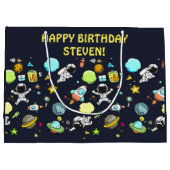 Koel ruimtethema - Astronauts & raketschilden Groot Cadeauzakje (Achterkant)