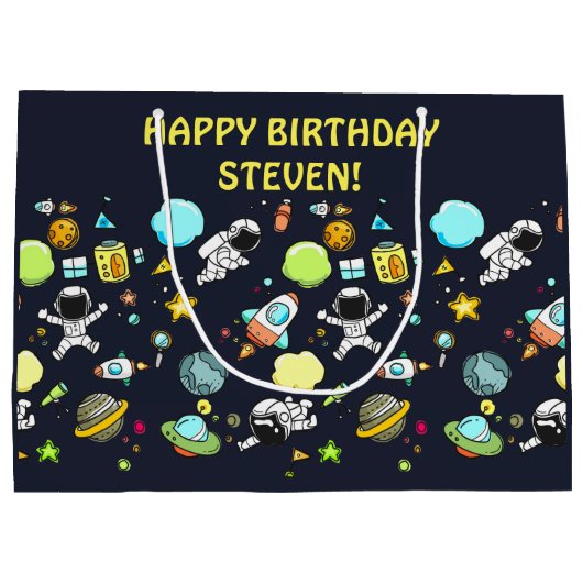 Koel ruimtethema - Astronauts & raketschilden Groot Cadeauzakje (Achterkant)