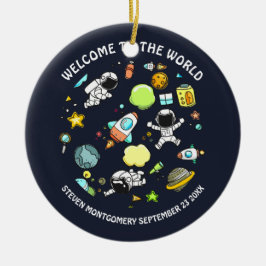 Koel ruimtethema - Astronauts & raketschilden Keramisch Ornament