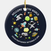 Koel ruimtethema - Astronauts & raketschilden Keramisch Ornament (Achterkant)