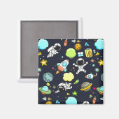 Koel ruimtethema - Astronauts & raketschilden Magneet (Voorkant / Achterkant)