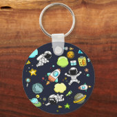 Koel ruimtethema - Astronauts & raketschilden Sleutelhanger (Voorkant)