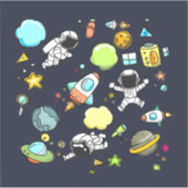 Koel ruimtethema - Astronauts & raketschilden Sticker (Voorkant)