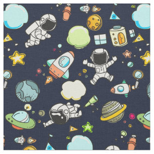 Koel ruimtethema - Astronauts & raketschilden Stof
