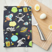 Koel ruimtethema - Astronauts & raketschilden Theedoek (Quarter Fold)