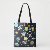 Koel ruimtethema - Astronauts & raketschilden Tote Bag (Voorkant)