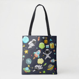 Koel ruimtethema - Astronauts & raketschilden Tote Bag
