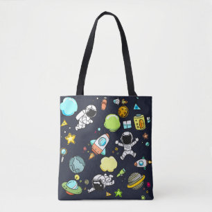 Koel ruimtethema - Astronauts & raketschilden Tote Bag
