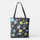 Koel ruimtethema - Astronauts & raketschilden Tote Bag (Achterkant)