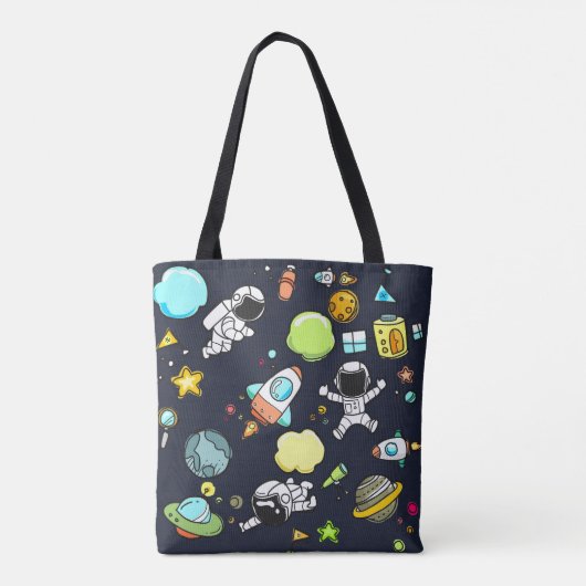 Koel ruimtethema - Astronauts & raketschilden Tote Bag (Achterkant)