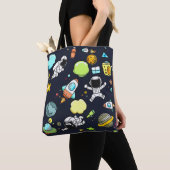 Koel ruimtethema - Astronauts & raketschilden Tote Bag (Dichtbij)