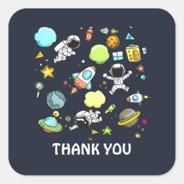 Koel ruimtethema - Astronauts & raketschilden Vierkante Sticker