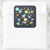 Koel ruimtethema - Astronauts & raketschilden Vierkante Sticker (Tas)