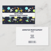 Koel ruimtethema - Astronauts & raketschilden Visitekaartje (Voorkant / Achterkant)