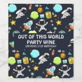 Koel ruimtethema - Astronauts & raketschilden Wijn Etiket (Enkel label)