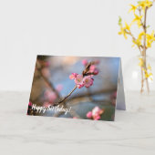 Koel Sakura bloemen tegen de grijze achtergrond Kaart (Gele Bloem)