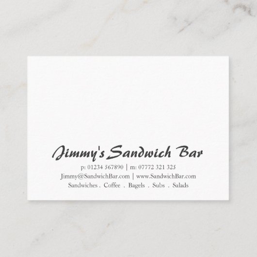 Koel Sandwich-winkel - Visitekaartje (Achterkant)