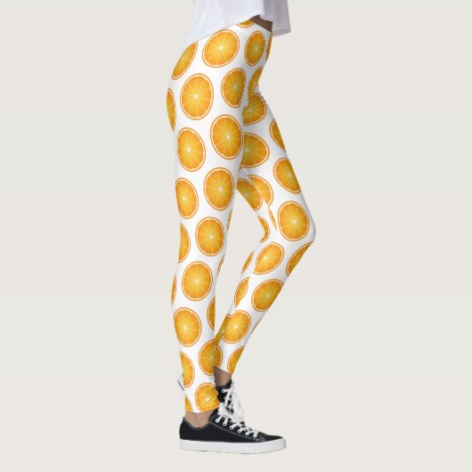 Koel Sappig Oranje fruitplakjes patroonwit Leggings (Rechts)
