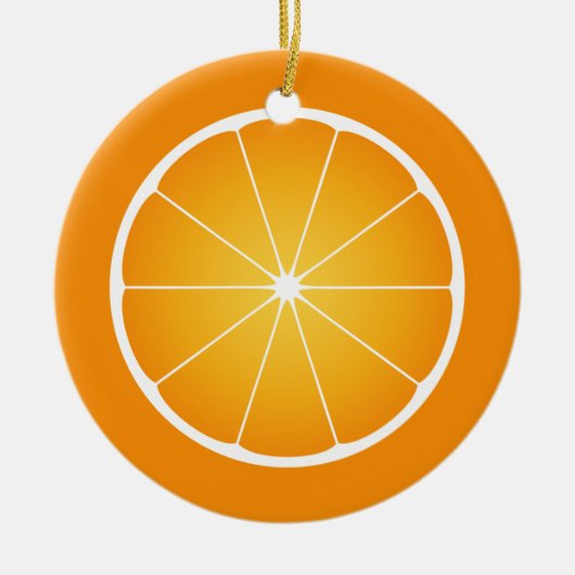 Koel sappig sinaasappelfruit schijfje keramisch ornament (Voorkant)