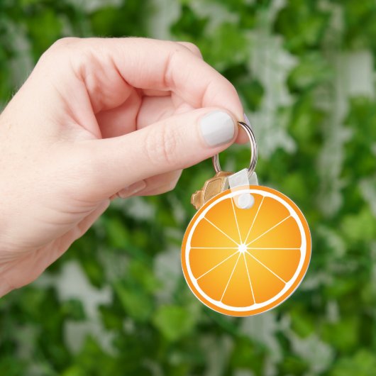 Koel sappig sinaasappelfruit schijfje sleutelhanger (Hand)