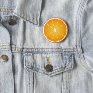 Koel sappig sinaasappelfruit schijfje zomer ronde button 5,7 cm