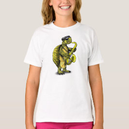 Koel-saxofonspeelschildpad T-shirt