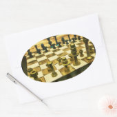 Koel schaakbord met noten en Bolts Ovale Sticker (Envelop)