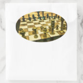 Koel schaakbord met noten en Bolts Ovale Sticker (Tas)