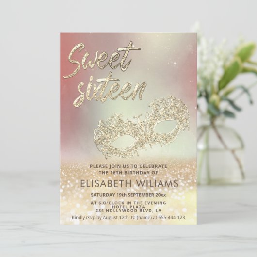 Koel Schattige Masquerade charmant glittery ombre Kaart (Staand voorkant)