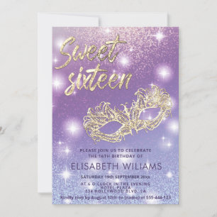 Koel Schattige Masquerade chic lila goud glitterie Kaart
