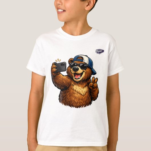 Koel Selfie Beer met Zonnebril Kinderen Tank Top (Voorkant)
