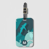Koel Shark Abstract Art Monogram Bagagelabel (Voorkant (verticaal))
