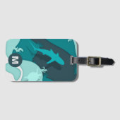 Koel Shark Abstract Art Monogram Bagagelabel (Voorkant (horizontaal))