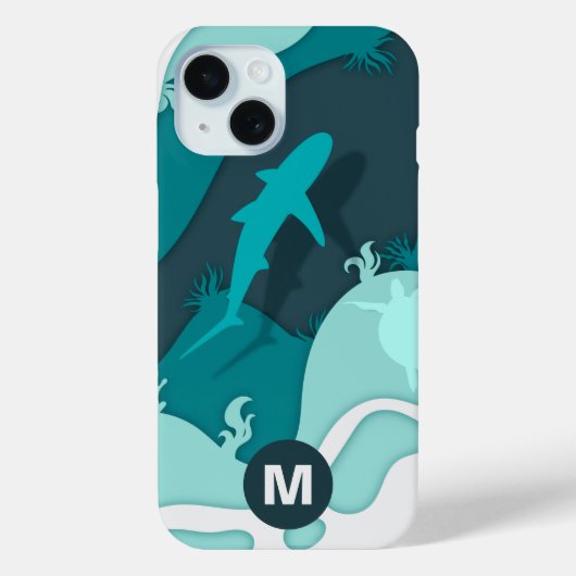 Koel Shark Abstract Art Monogram Case-Mate iPhone Case (Achterkant)