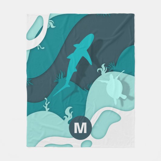 Koel Shark Abstract Art Monogram Fleece Deken (Voorkant)