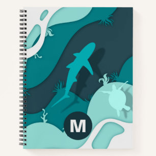 Koel Shark Abstract Art Monogram Notitieboek