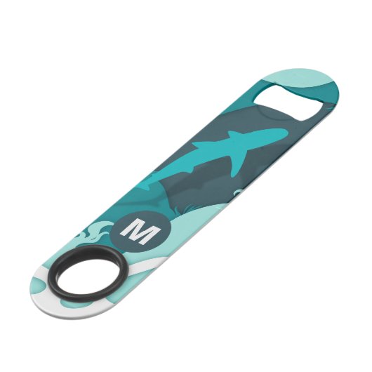 Koel Shark Abstract Art Monogram Speed Flessenopener (Voorkant Gekanteld)