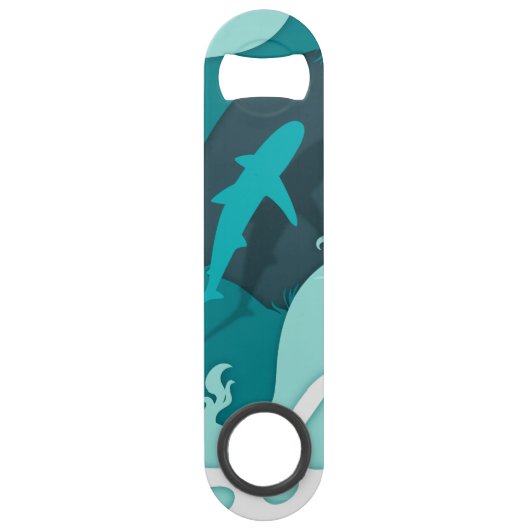 Koel Shark Abstract Art Monogram Speed Flessenopener (Achterkant)