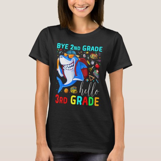 Koel Shark Goodbye 2e graad Afstuderen Hallo 3e T-shirt (Voorkant)