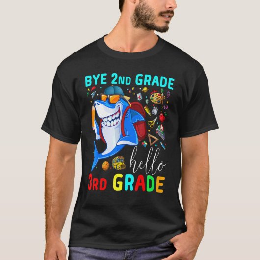 Koel Shark Goodbye 2e graad Afstuderen Hallo 3e T-shirt (Voorkant)