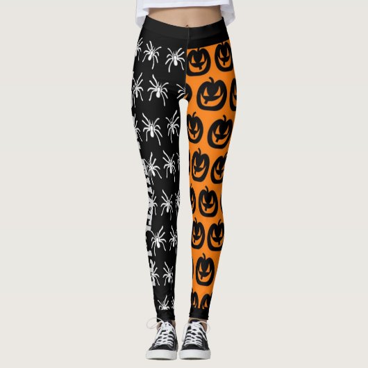 Koel-Sinaasappel en-zwarte-luiers Leggings (Voorkant)