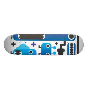 Koel skateboard met blauwe monstergrafiek