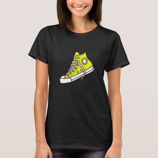 Koel Skateboarden Groene Sneakers Grafische Mode T-shirt (Voorkant)