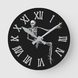 Koel  Skelet met Hourglass Halloween Ronde Klok