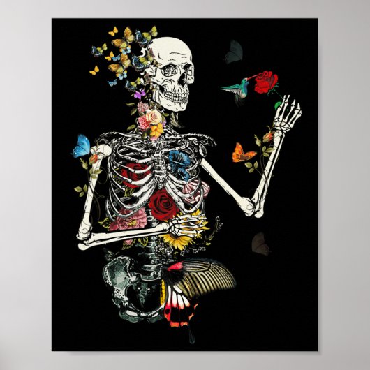 Koel Skeleton Plant Natuur Vloerhalloween Poster (Voorkant)