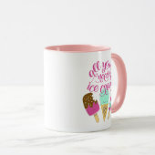 Koel slogan Alles wat je nodig hebt is ijskap Mok (Voorkant rechts)