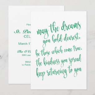 Koel smaragdgroen St. Patrick's Day-feestscript Kaart